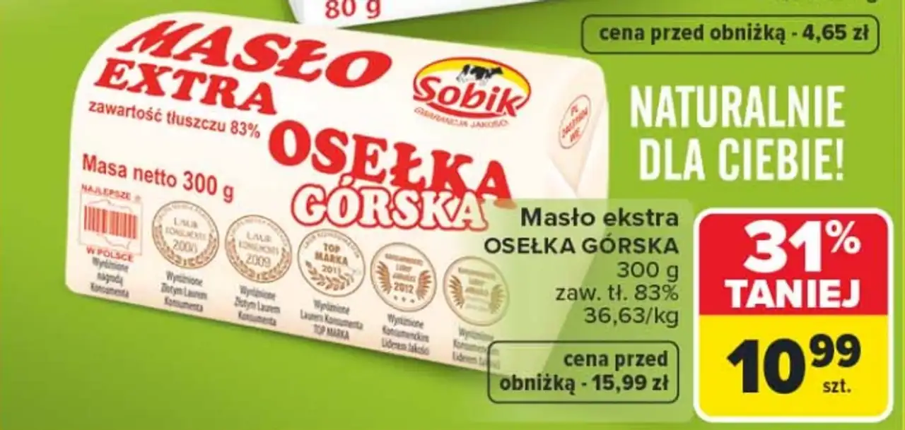 Masło ekstra Osełka Górska Sobik