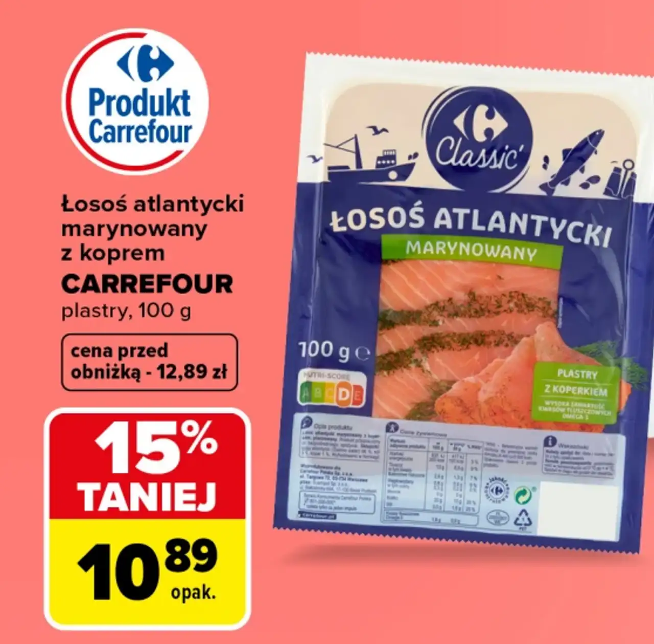 Łosoś atlantycki marynowany z koprem Carrefour Classic
