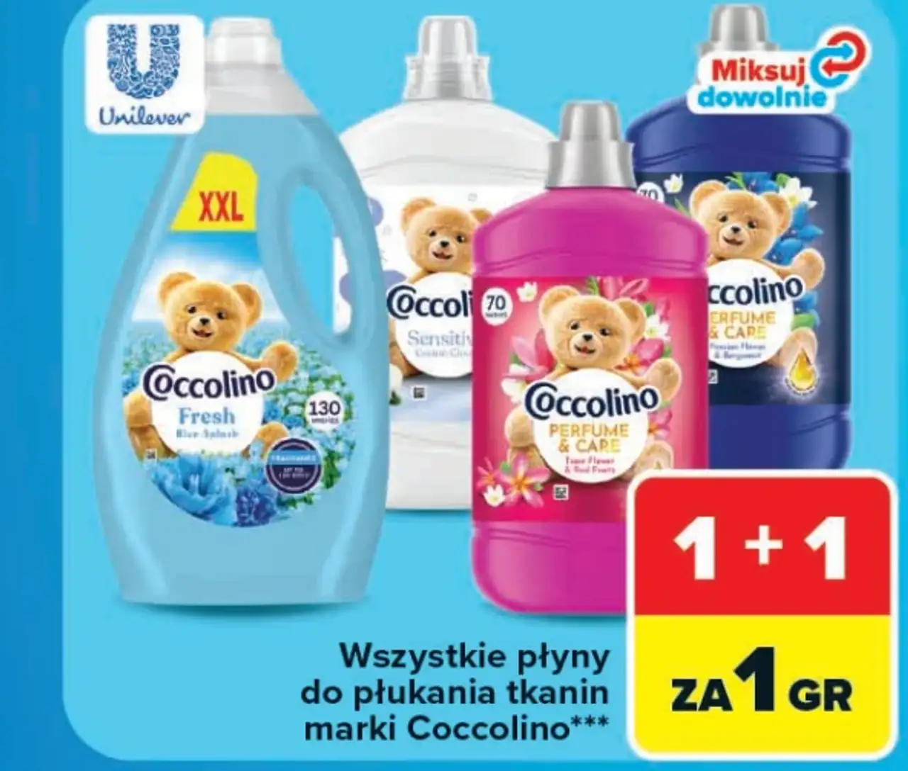 Wszystkie płyny do płukania tkanin marki Coccolino