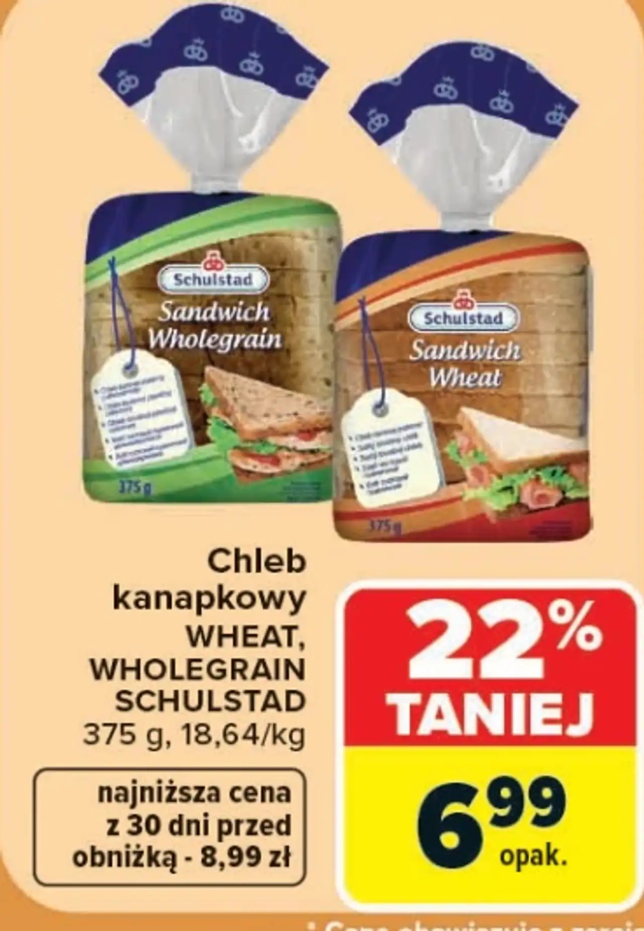 Chleb kanapkowy WHEAT, WHOLEGRAIN SCHULSTAD 375 g