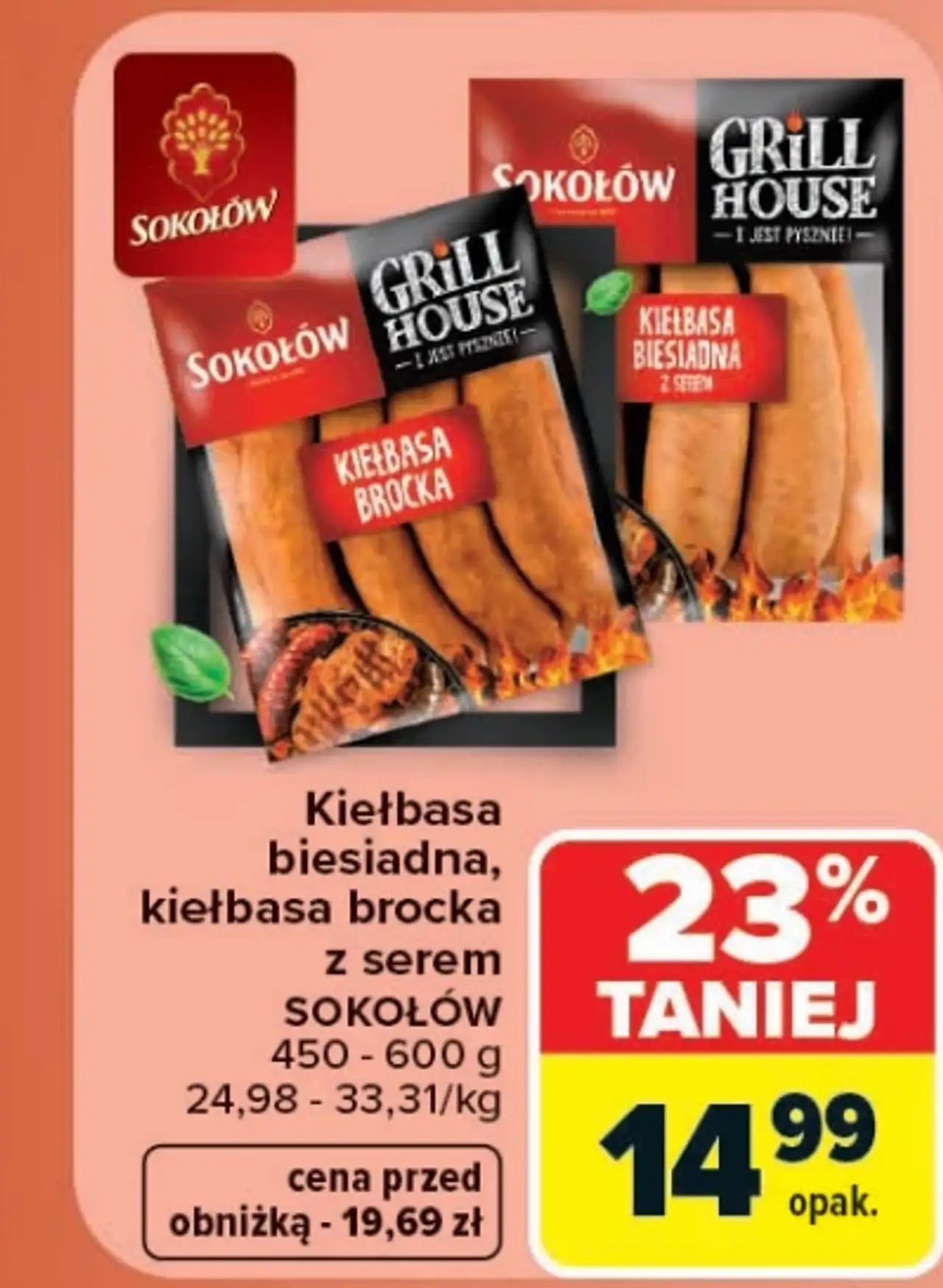 Sokołów Kiełbasa biesiadna, kiełbasa brocka z serem