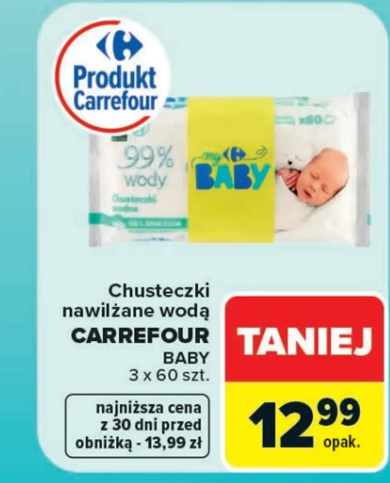 Chusteczki nawilżane wodą Carrefour Baby