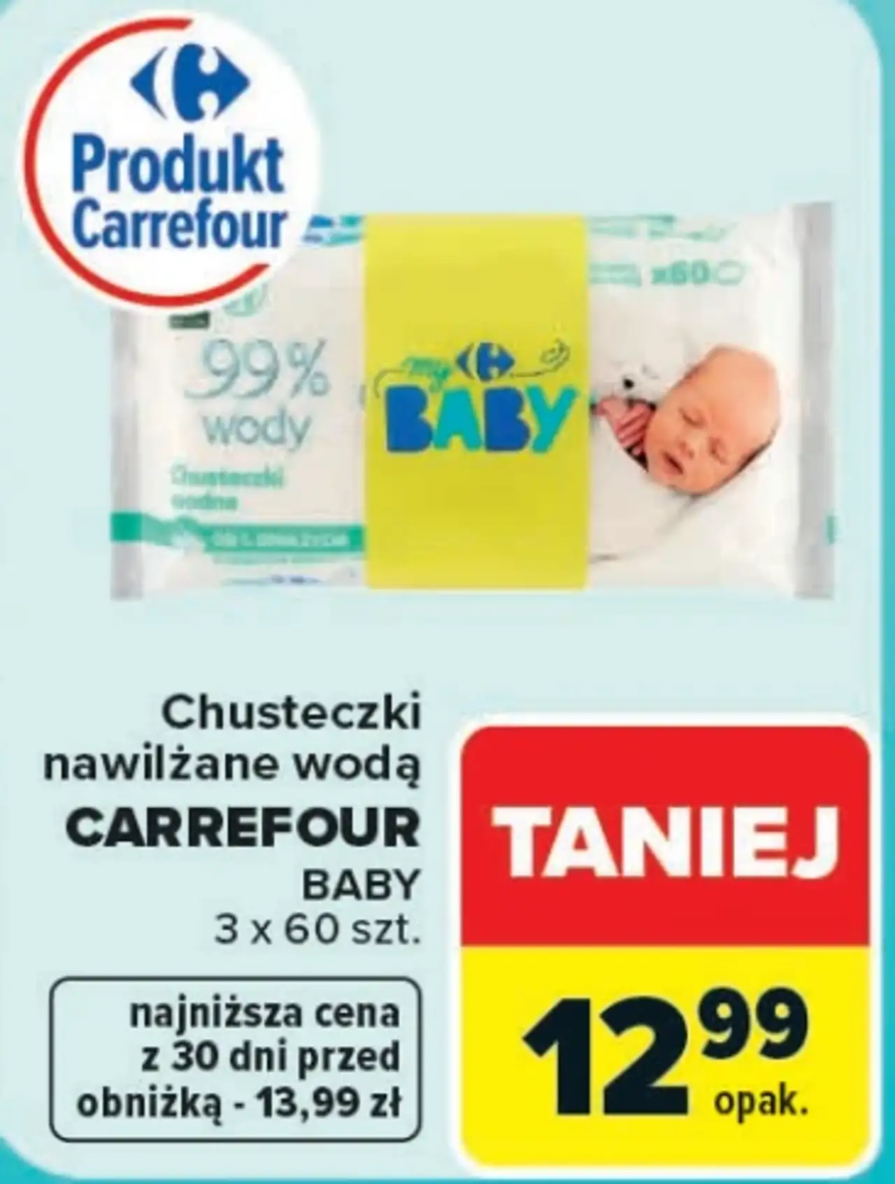 Chusteczki nawilżane wodą CARREFOUR BABY