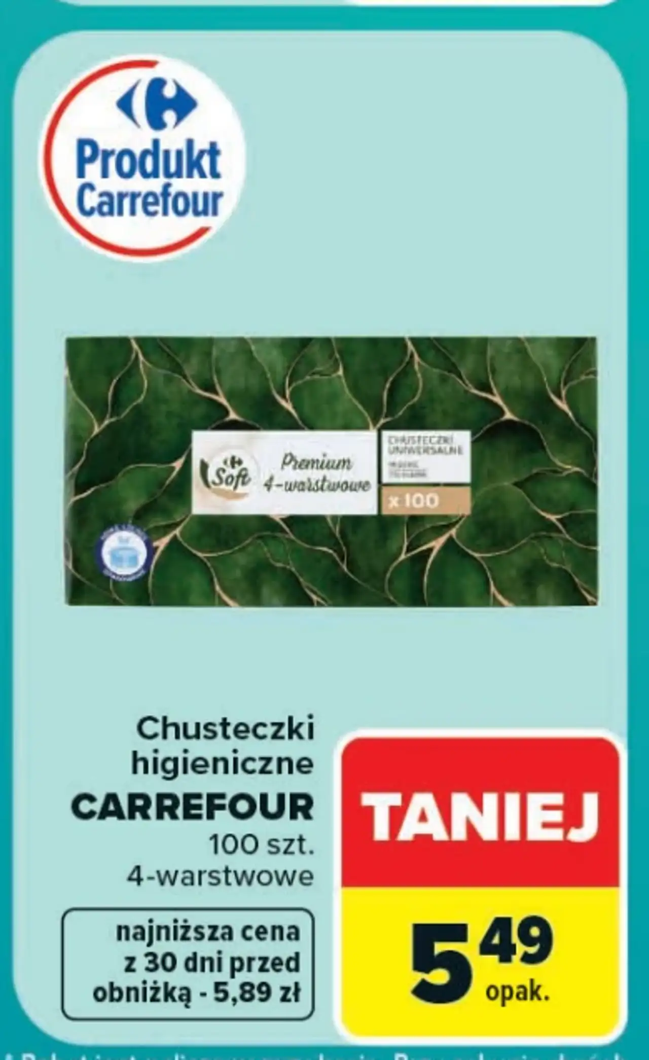 Chusteczki higieniczne Carrefour 4-warstwowe