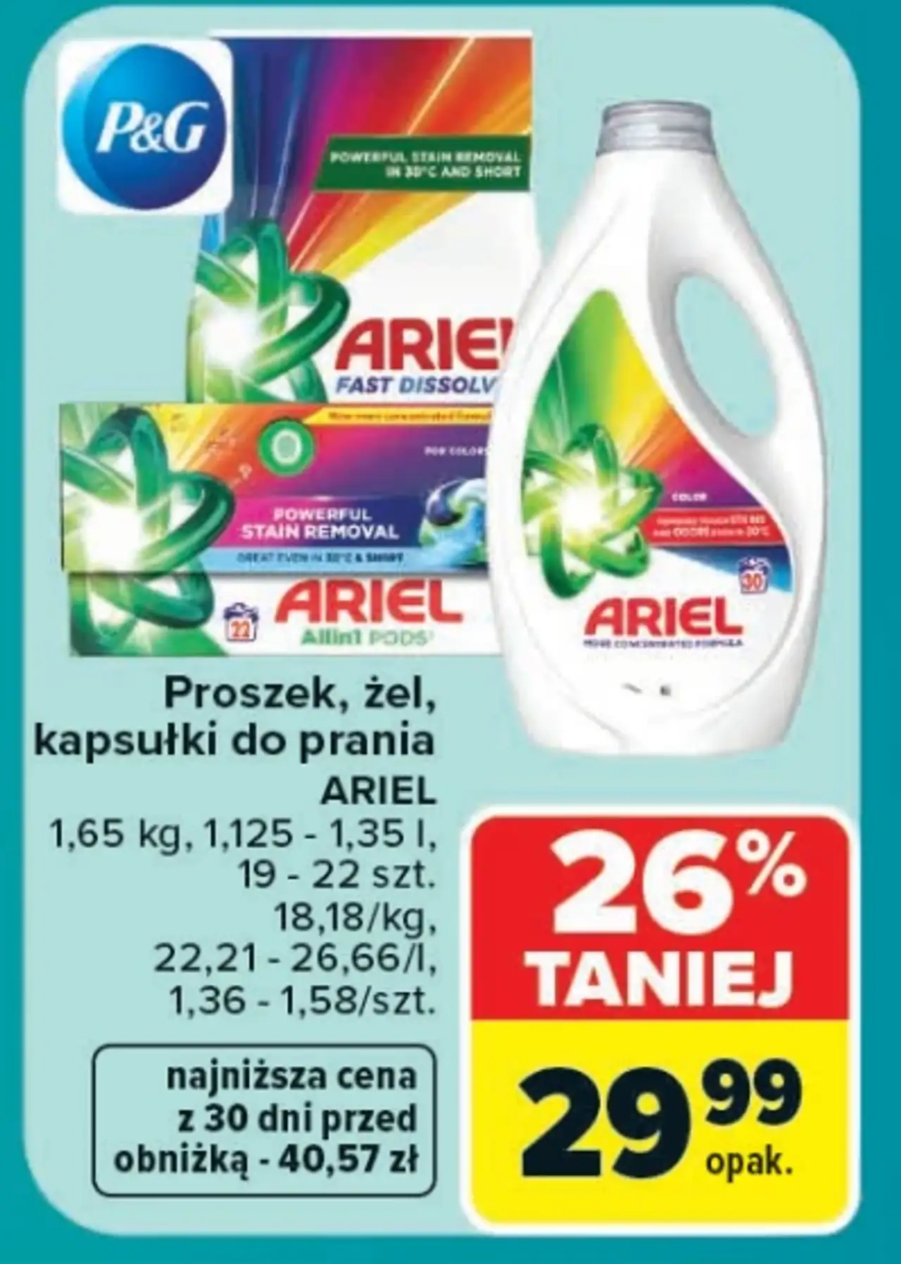 Proszek, żel, kapsułki do prania Ariel