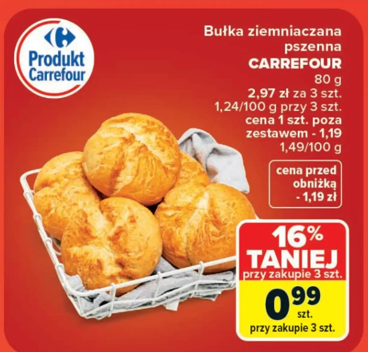 Bułka ziemniaczana pszenna Carrefour