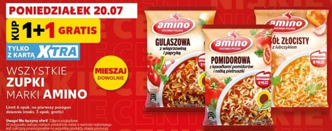 Zupa pomidorowa z kawałkami pomidorów i natką pietruszki Amino