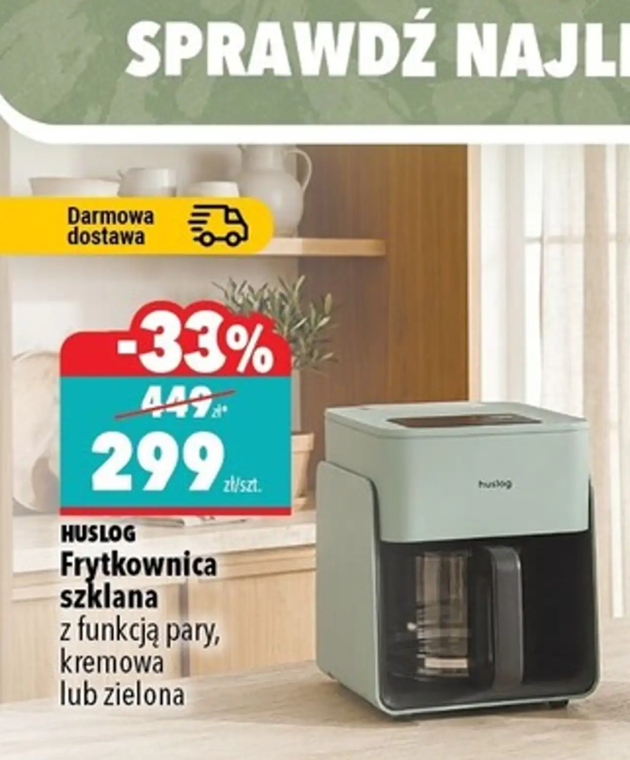 Frytkownica szklana z funkcją pary Huslog