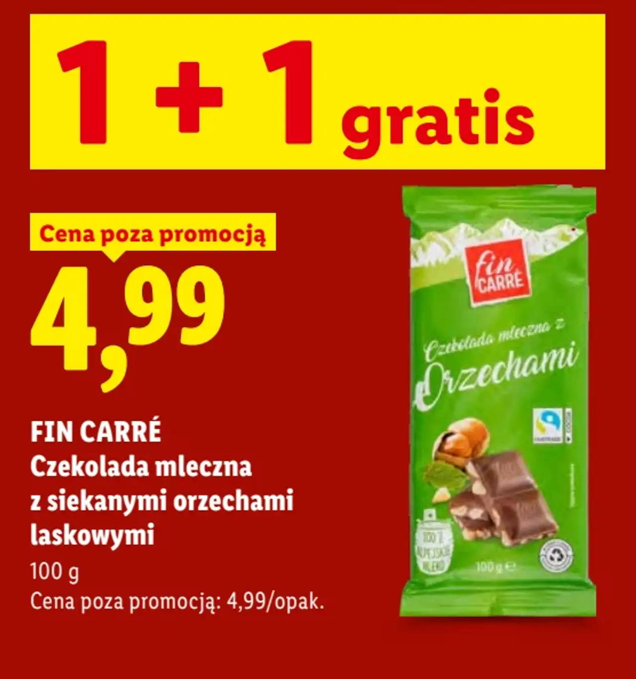FIN CARRÉ Czekolada mleczna z siekanymi orzechami laskowymi
