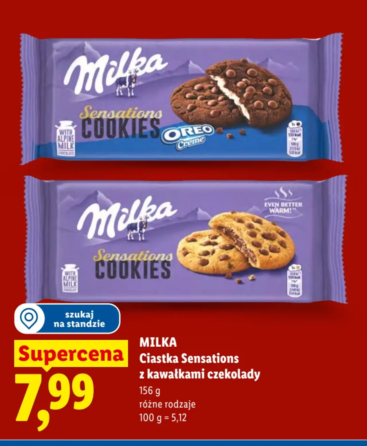 MILKA Ciastka Sensations z kawałkami czekolady