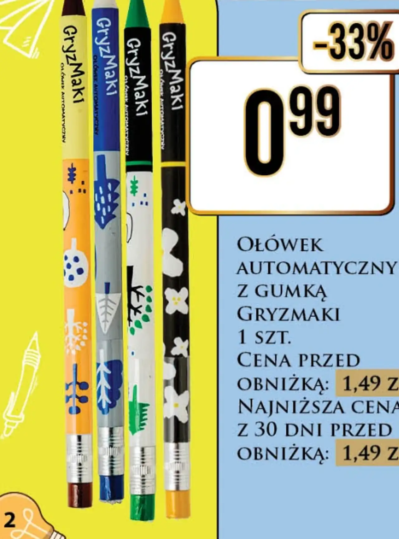 Ołówek automatyczny z gumką Gryzmaki