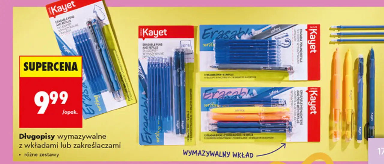 Kayet Długopisy wymazywalne z wkładami lub zakreślaczami