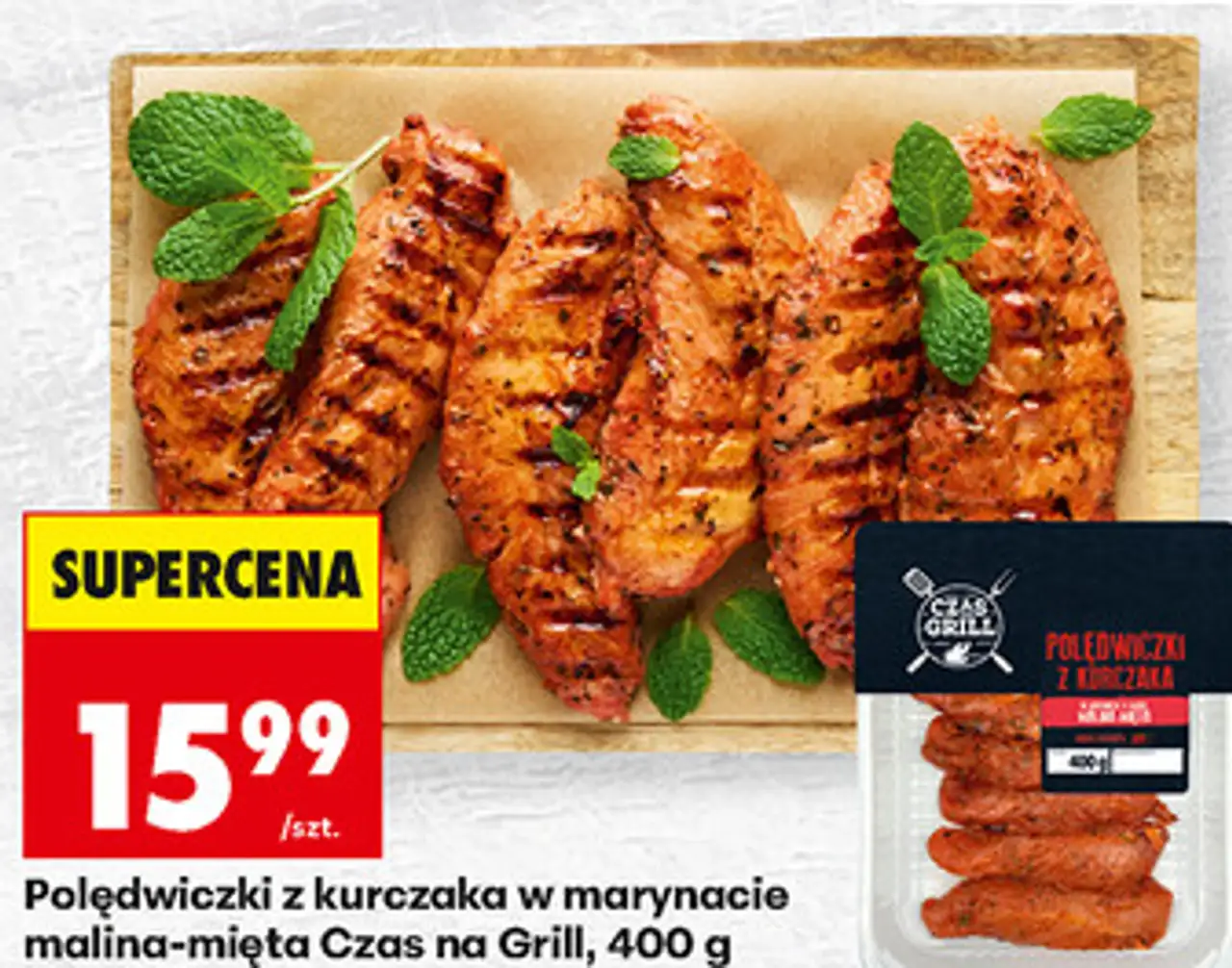 Polędwiczki z kurczaka w marynacie malina-mięta Czas na Grill, 400 g