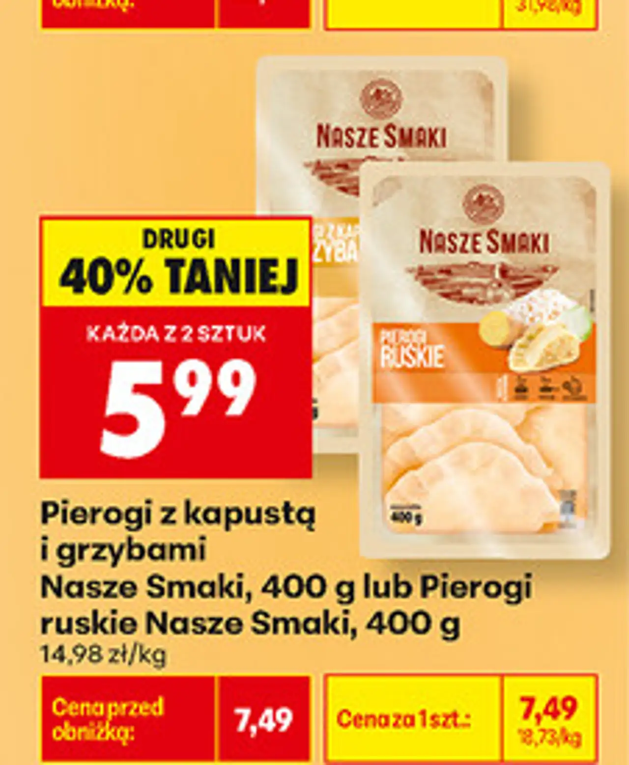 Pierogi z kapustą i grzybami lub Pierogi ruskie Nasze Smaki, 400 g