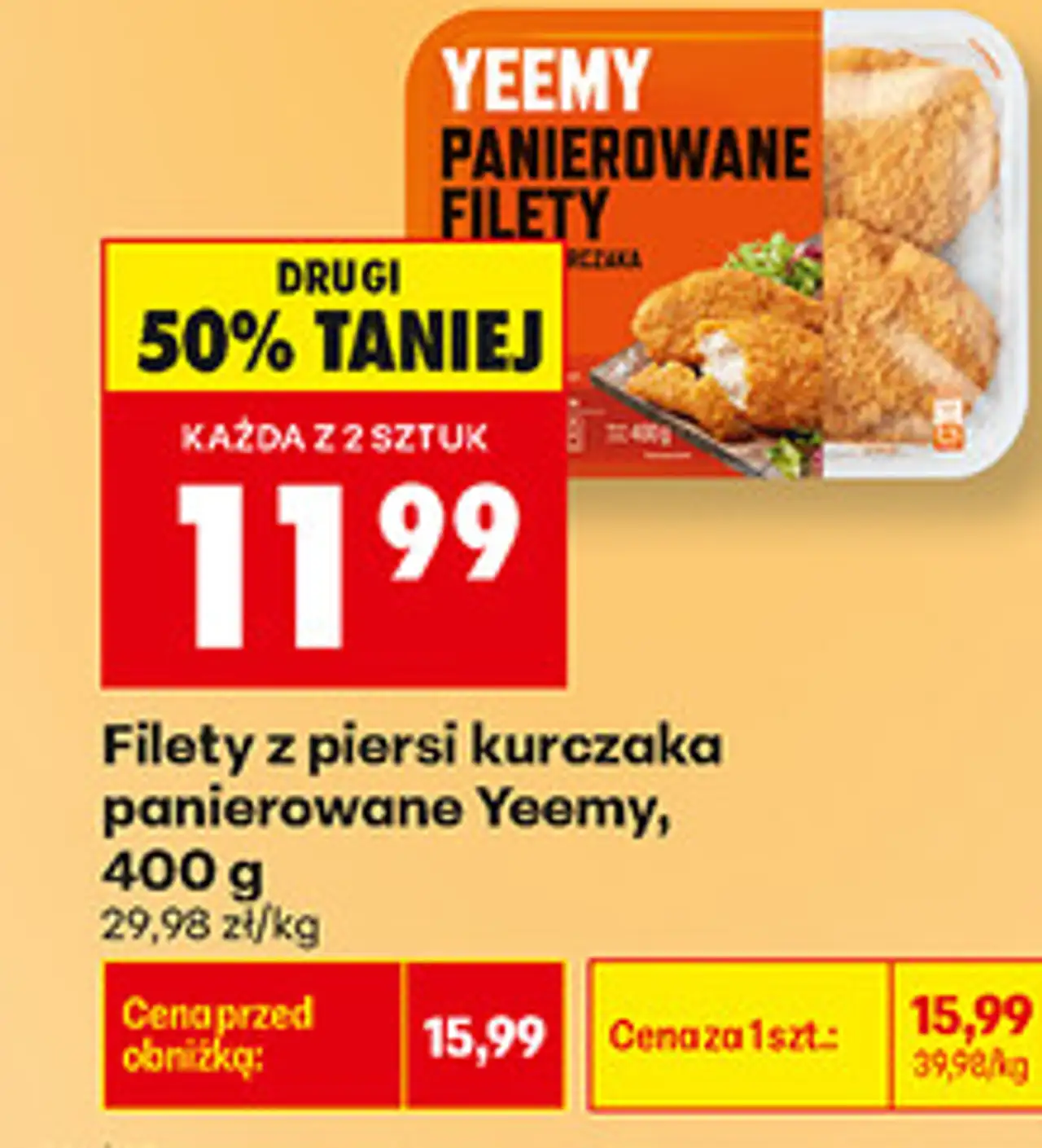 Filety z piersi kurczaka panierowane Yeemy, 400 g