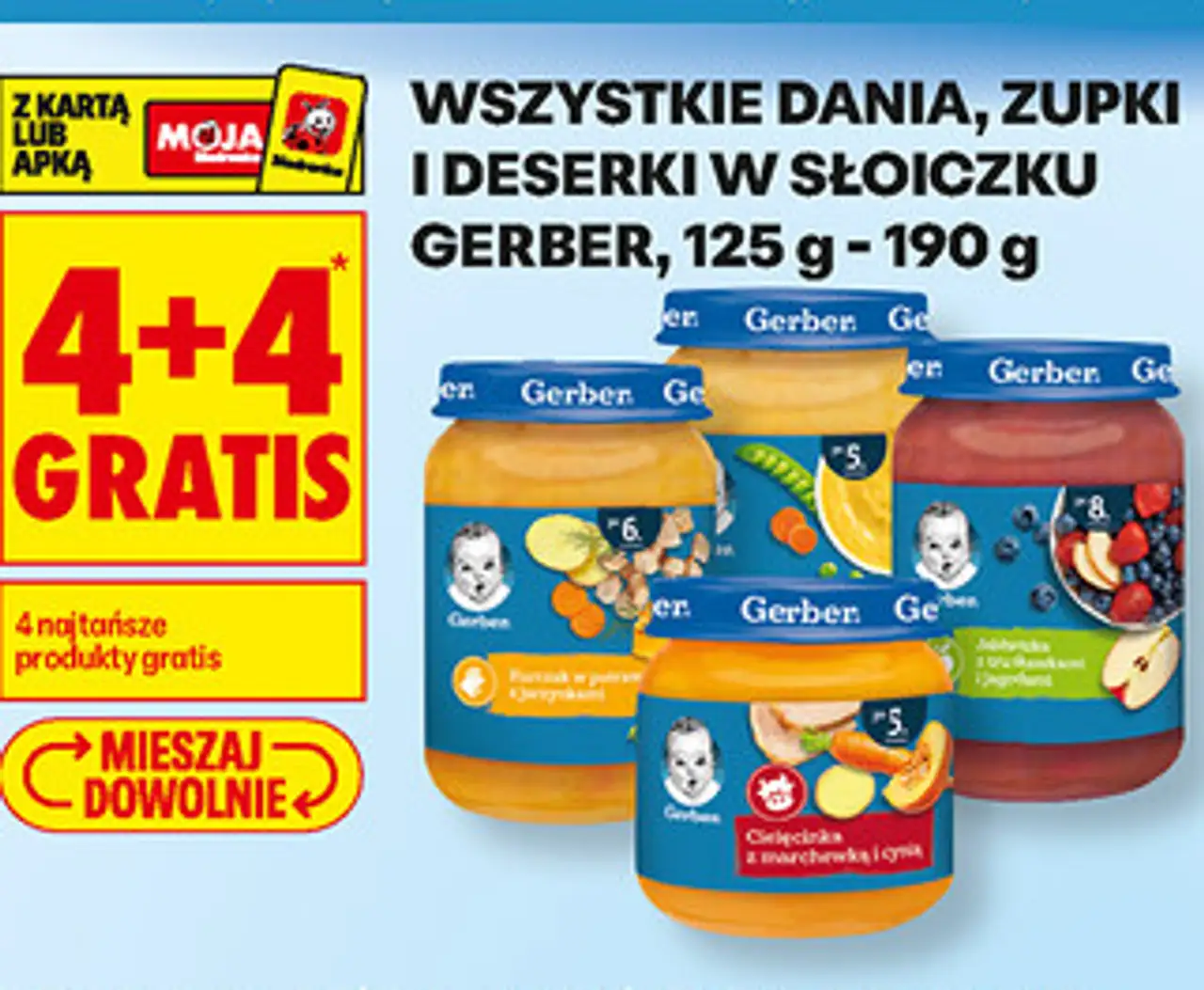 Wszystkie dania, zupki i deserki w słoiczku Gerber, 125 g - 190 g
