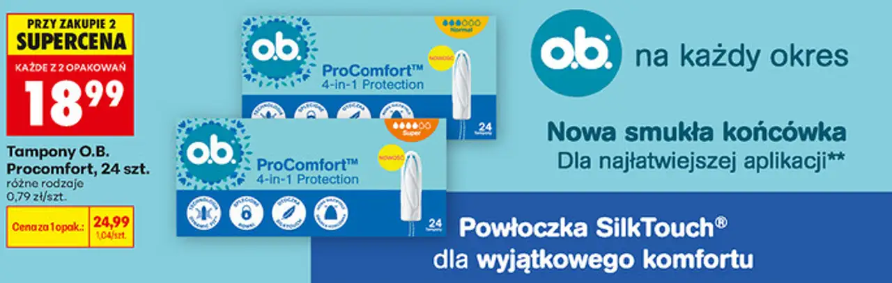 Tampony O.B. Procomfort, różne rodzaje, 24 szt.