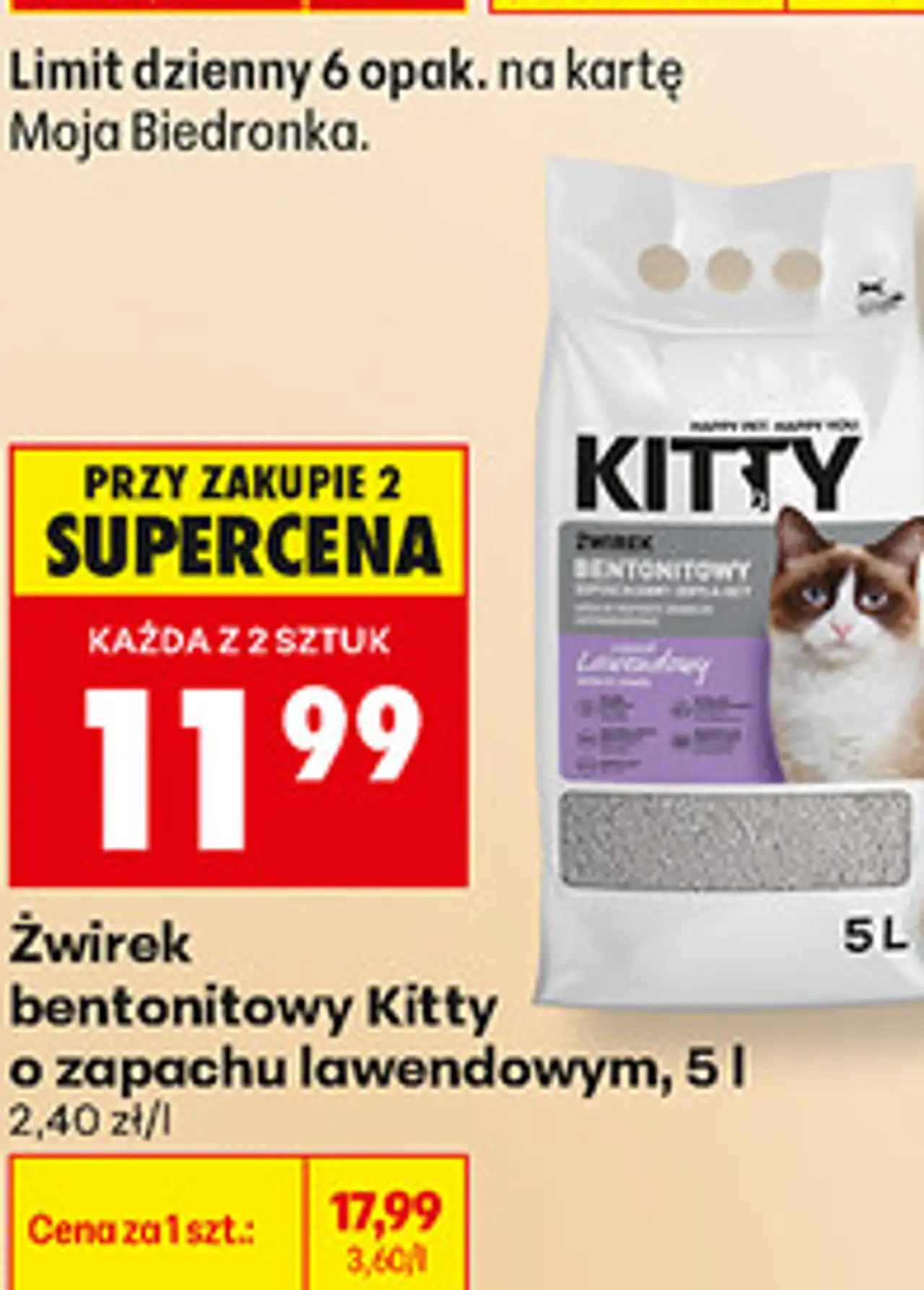 Żwirek bentonitowy Kitty o zapachu lawendowym