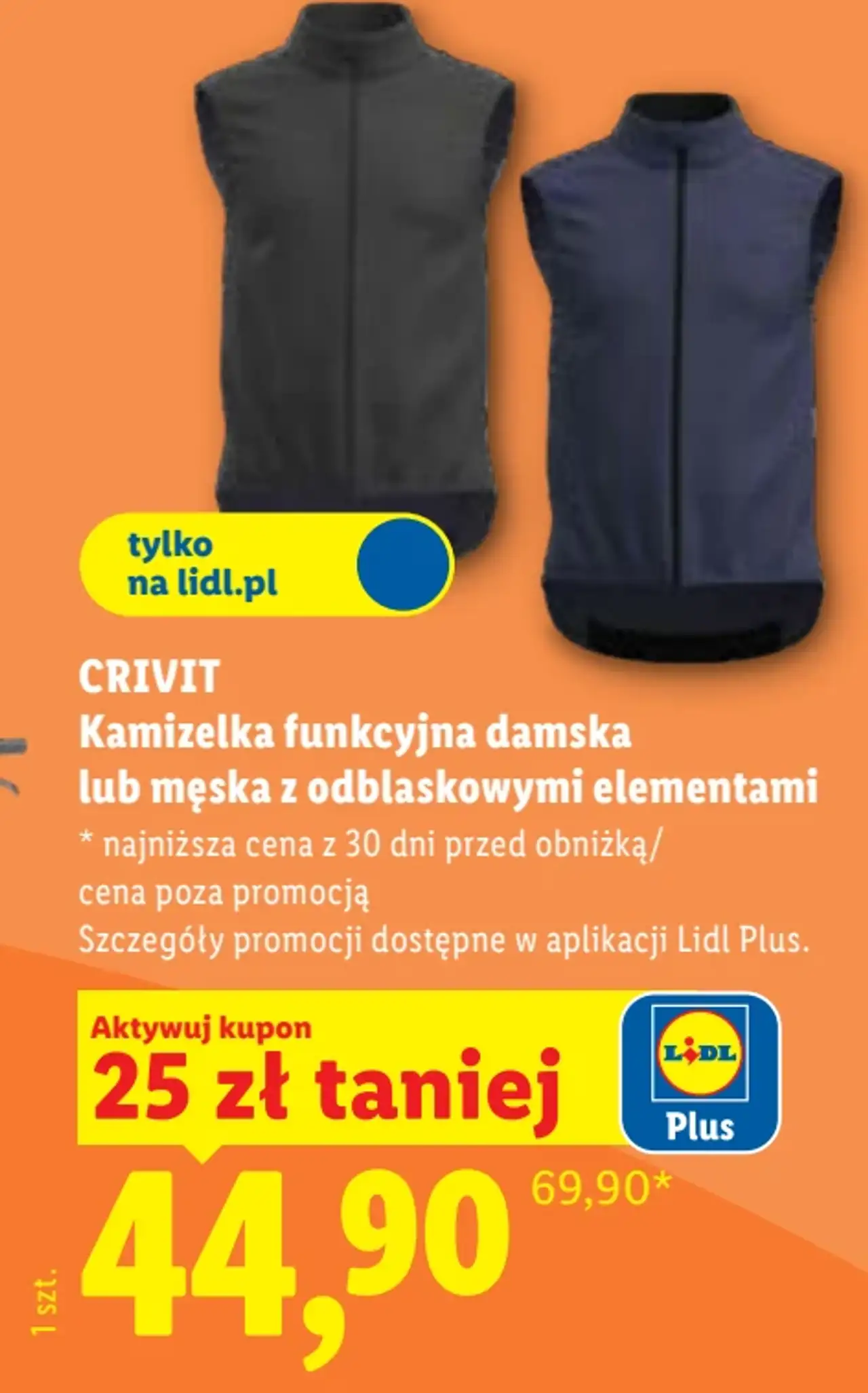 CRIVIT Kamizelka funkcyjna damska lub męska z odblaskowymi elementami
