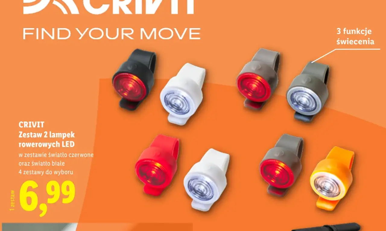 CRIVIT Zestaw 2 lampek rowerowych LED