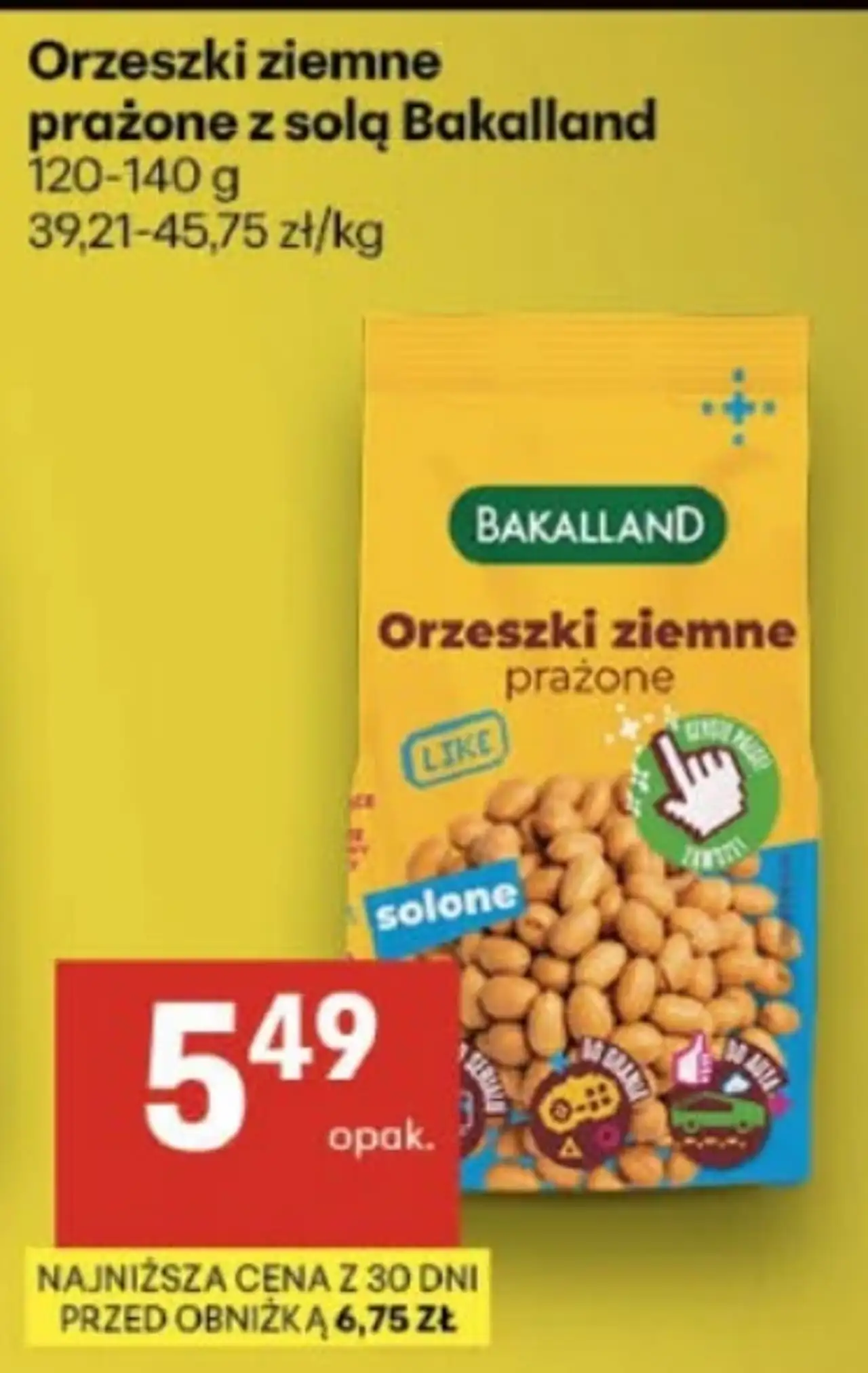 Orzeszki ziemne prażone z solą Bakalland