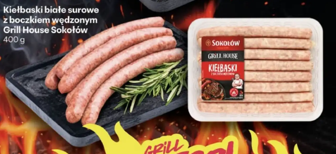 Kiełbaski białe surowe z boczkiem wędzonym Grill House Sokołów