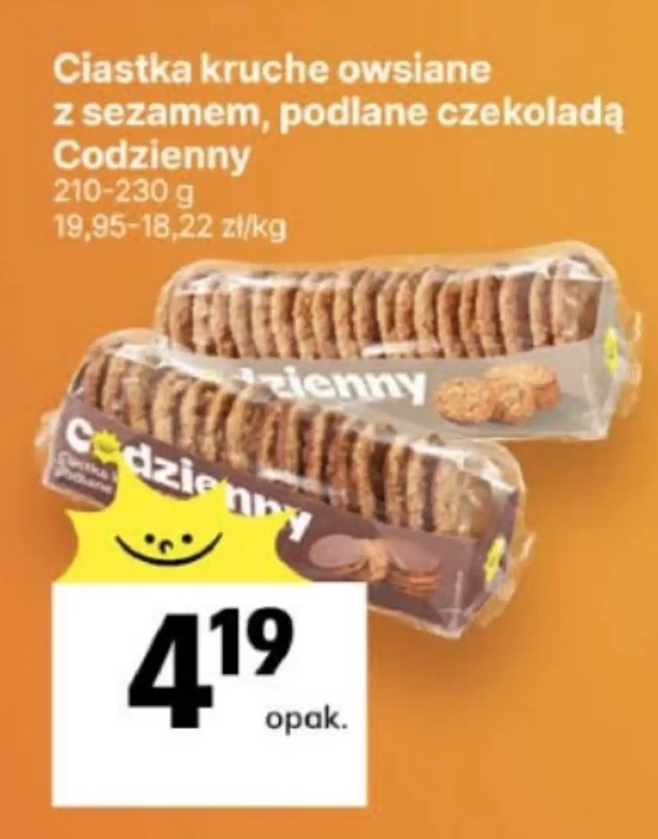 Ciastka kruche owsiane z sezamem, podlane czekoladą Codzienny