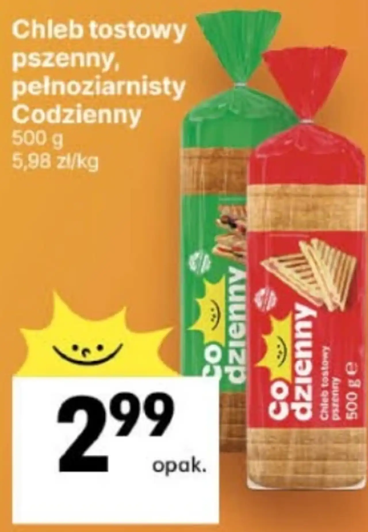 Chleb tostowy pszenny, pełnoziarnisty Codzienny