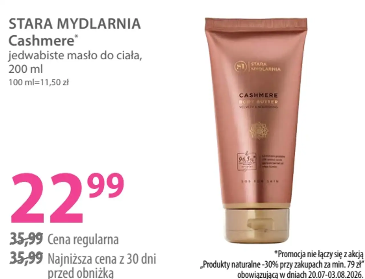 Stara Mydlarnia Cashmere jedwabiste masło do ciała, 200 ml