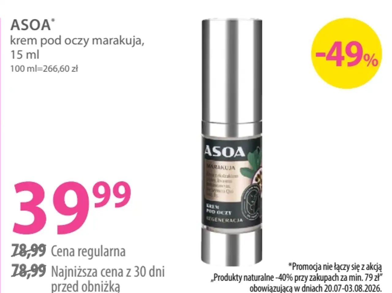 Asoa krem pod oczy marakuja, 15 ml