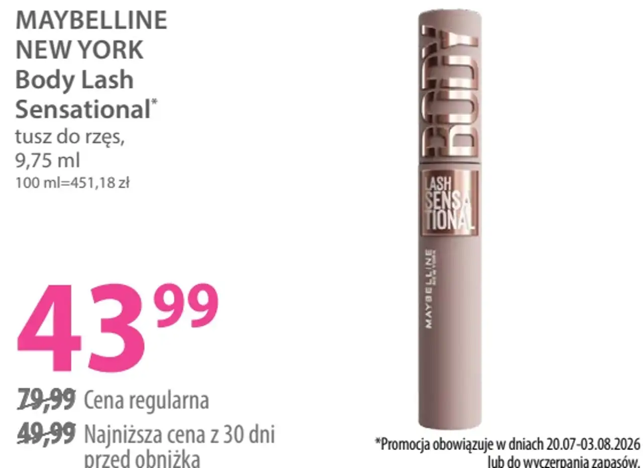 Maybelline New York Body Lash Sensational tusz do rzęs, 9,75 ml