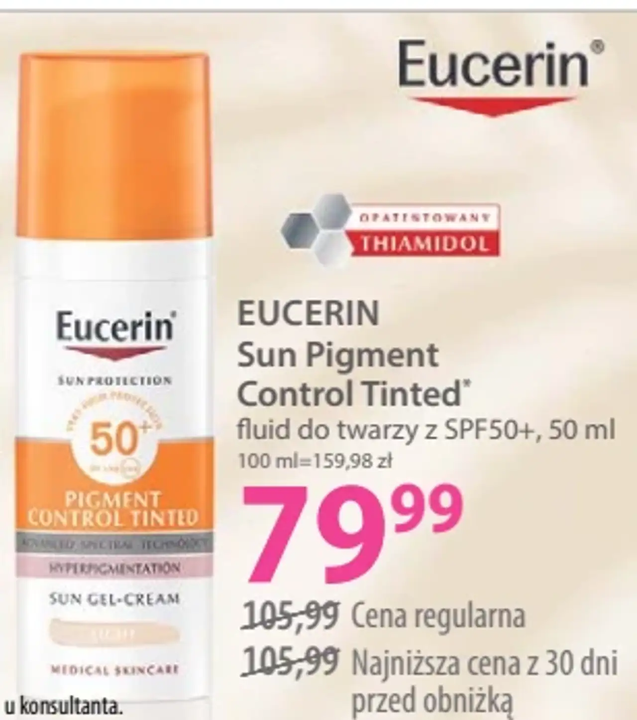 EUCERIN Sun Pigment Control Tinted fluid do twarzy z SPF50+