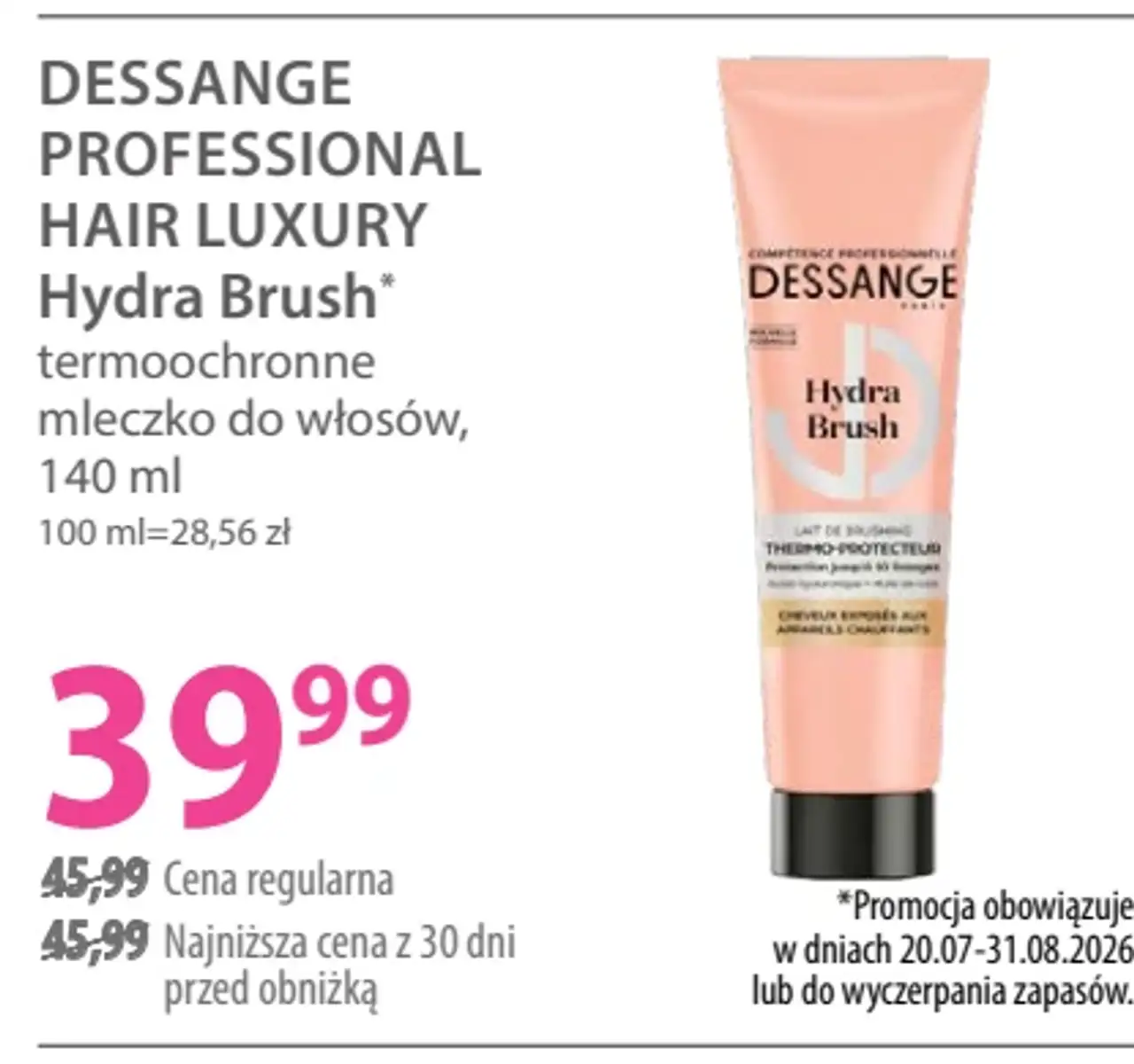 Dessange Professional Hair Luxury Hydra Brush termoochronne mleczko do włosów