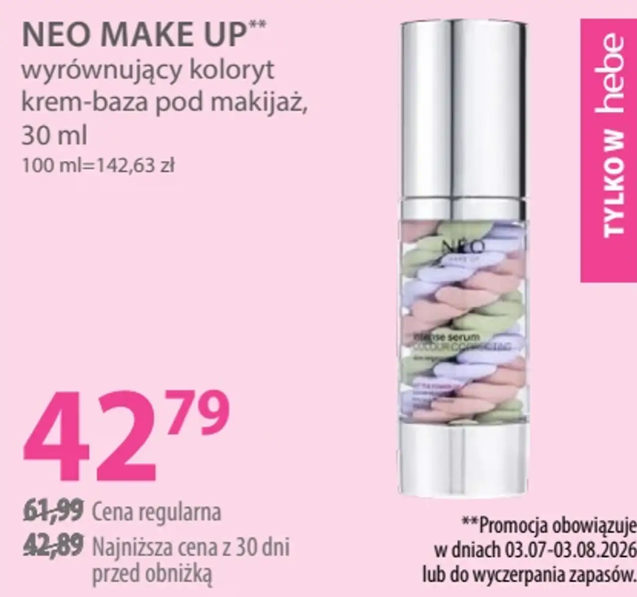 NEO MAKE UP wyrównujący koloryt krem-baza pod makijaż