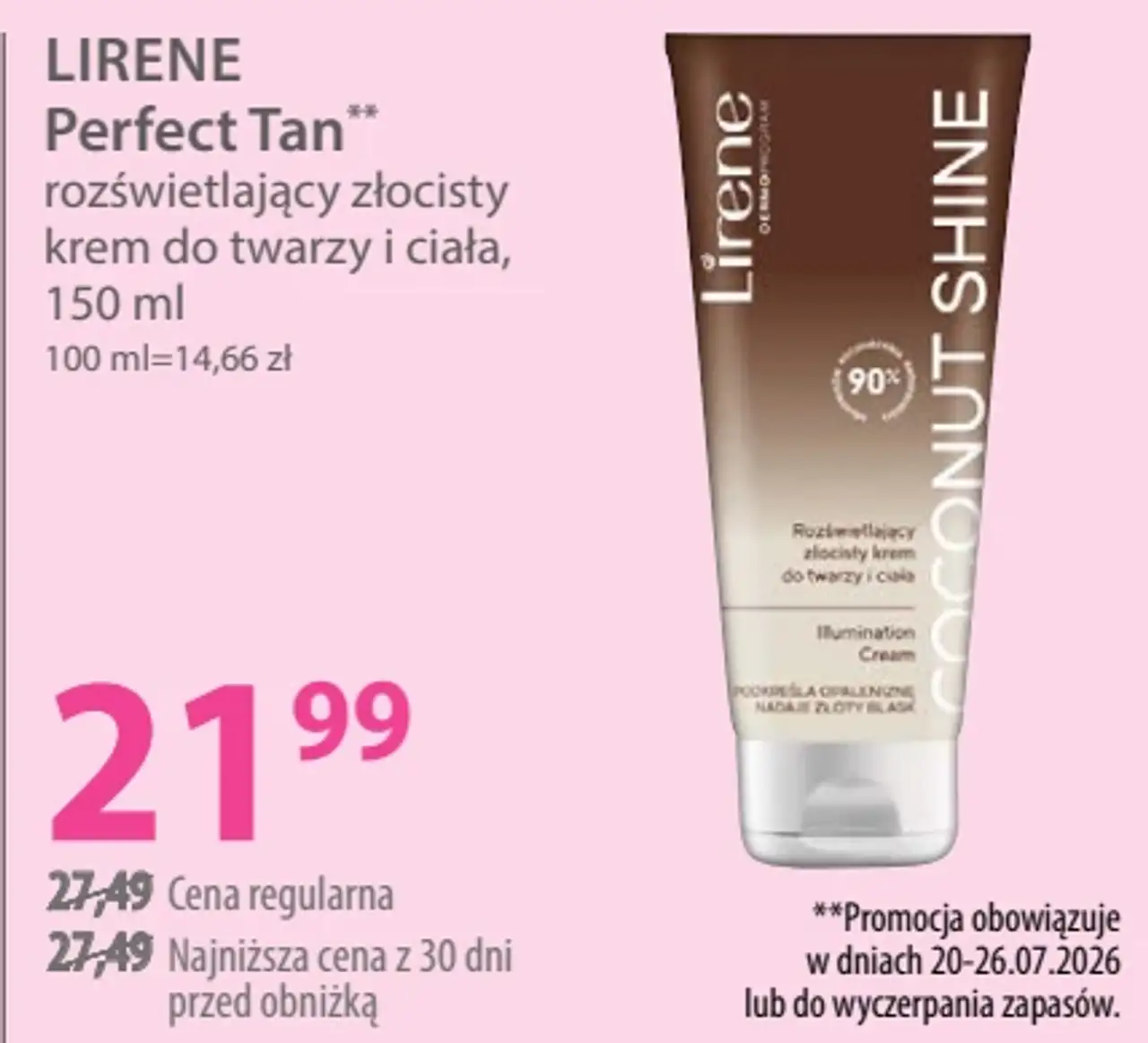 LIRENE Perfect Tan rozświetlający złocisty krem do twarzy i ciała