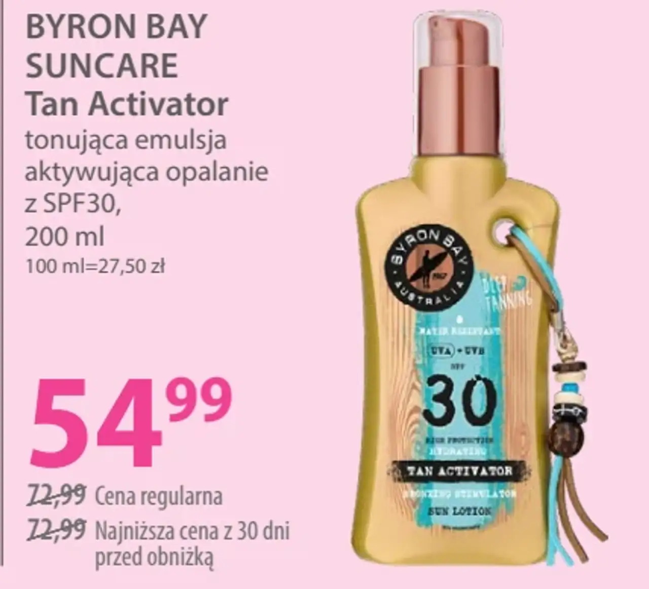 BYRON BAY SUNCARE Tan Activator tonująca emulsja aktywująca opalanie z SPF30