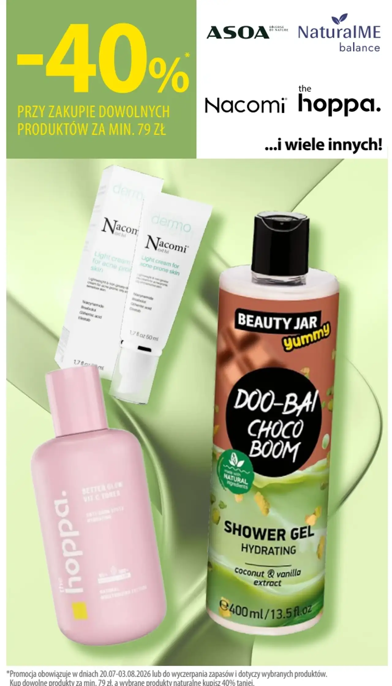 Produkty naturalne marek Asoa, NaturalME, Nacomi, the hoppa., Beauty Jar Yummy