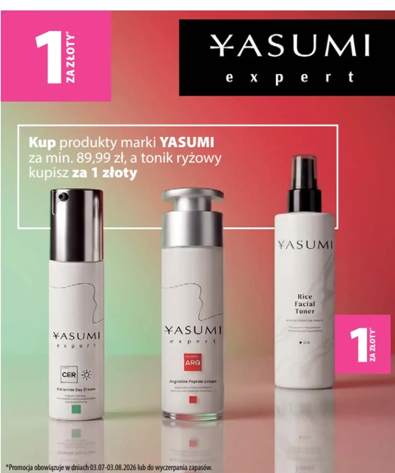 Kup produkty marki YASUMI za min. 89,99 zł, a tonik ryżowy kupisz za 1 złoty