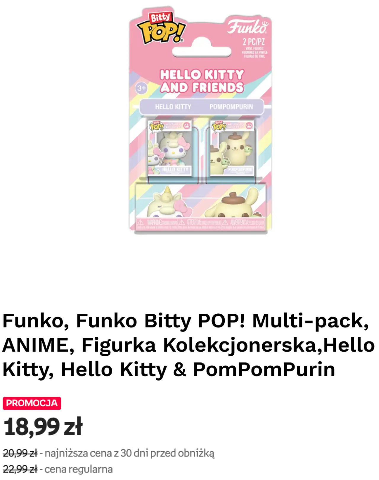 Funko, Funko Bitty POP! Multi-pack, ANIME, Figurka Kolekcjonerska, Hello Kitty, Hello Kitty & PomPomPurin