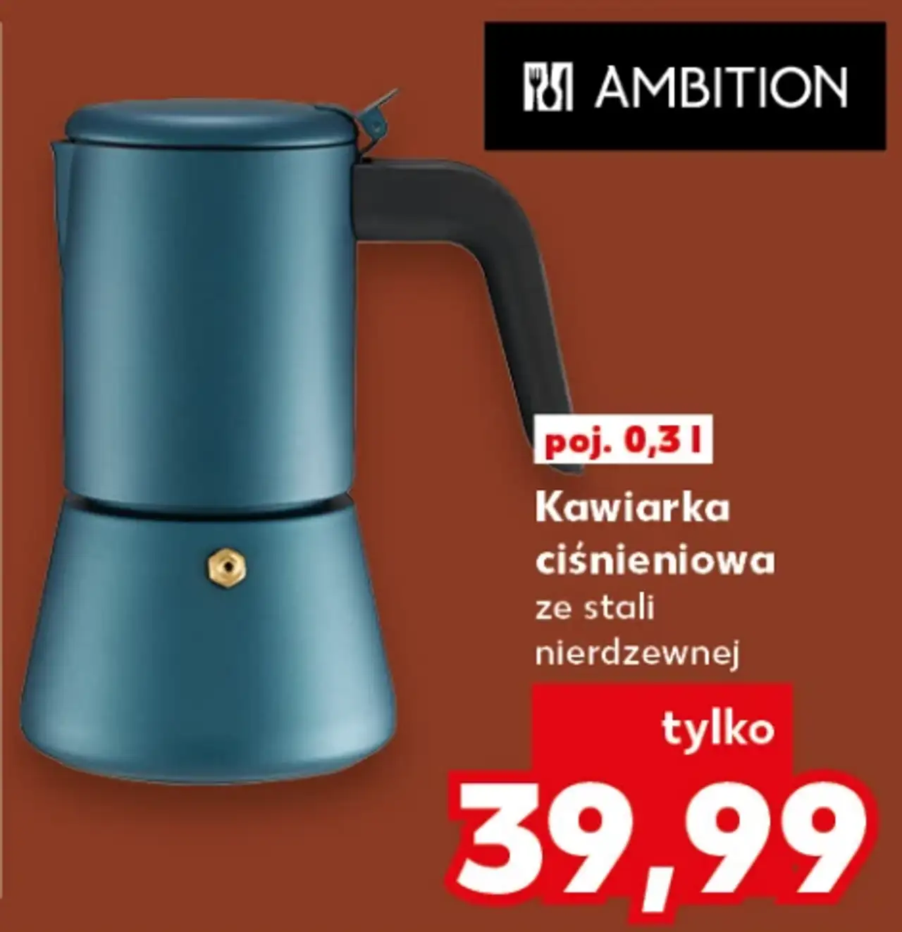 Kawiarka ciśnieniowa ze stali nierdzewnej, poj. 0,3 l