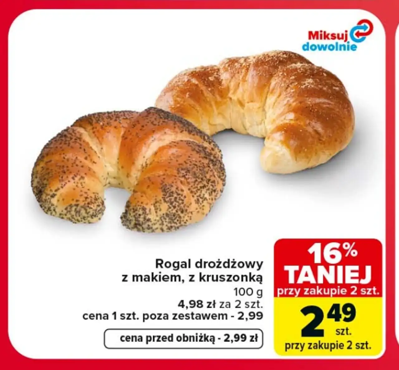 Rogal drożdżowy z makiem, z kruszonką