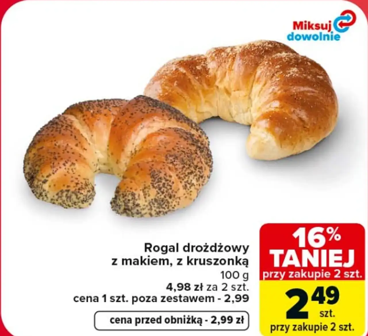 Rogal drożdżowy z makiem, z kruszonką