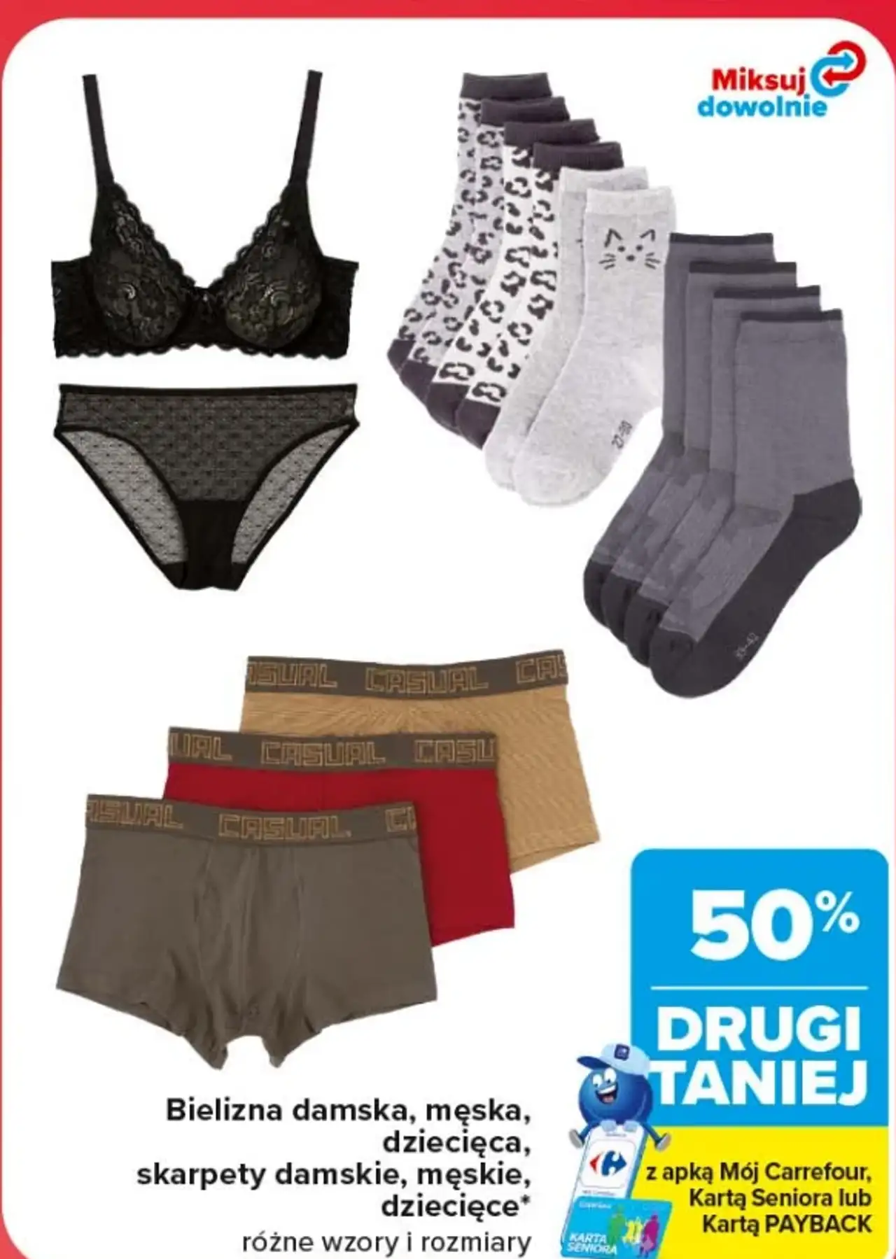 Bielizna damska, męska, dziecięca, skarpety damskie, męskie, dziecięce