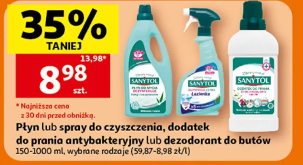 Płyn lub spray do czyszczenia, dodatek do prania antybakteryjny lub dezodorant do butów Sanytol