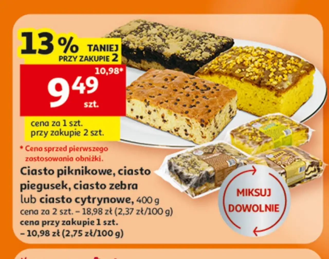 Ciasto piknikowe, ciasto piegusek, ciasto zebra lub ciasto cytrynowe