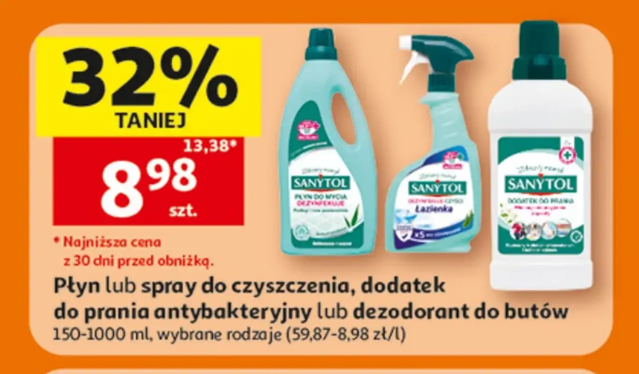 Sanytol Płyn lub spray do czyszczenia, dodatek do prania antybakteryjny lub dezodorant do butów