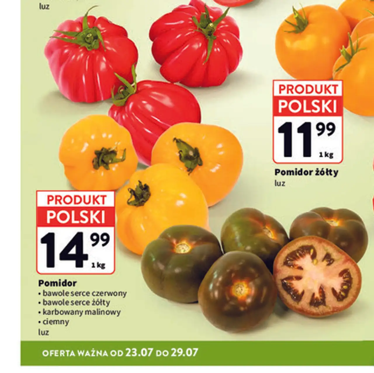 Pomidor bawole serce czerwony / bawole serce żółty / karbowany malinowy / ciemny luz