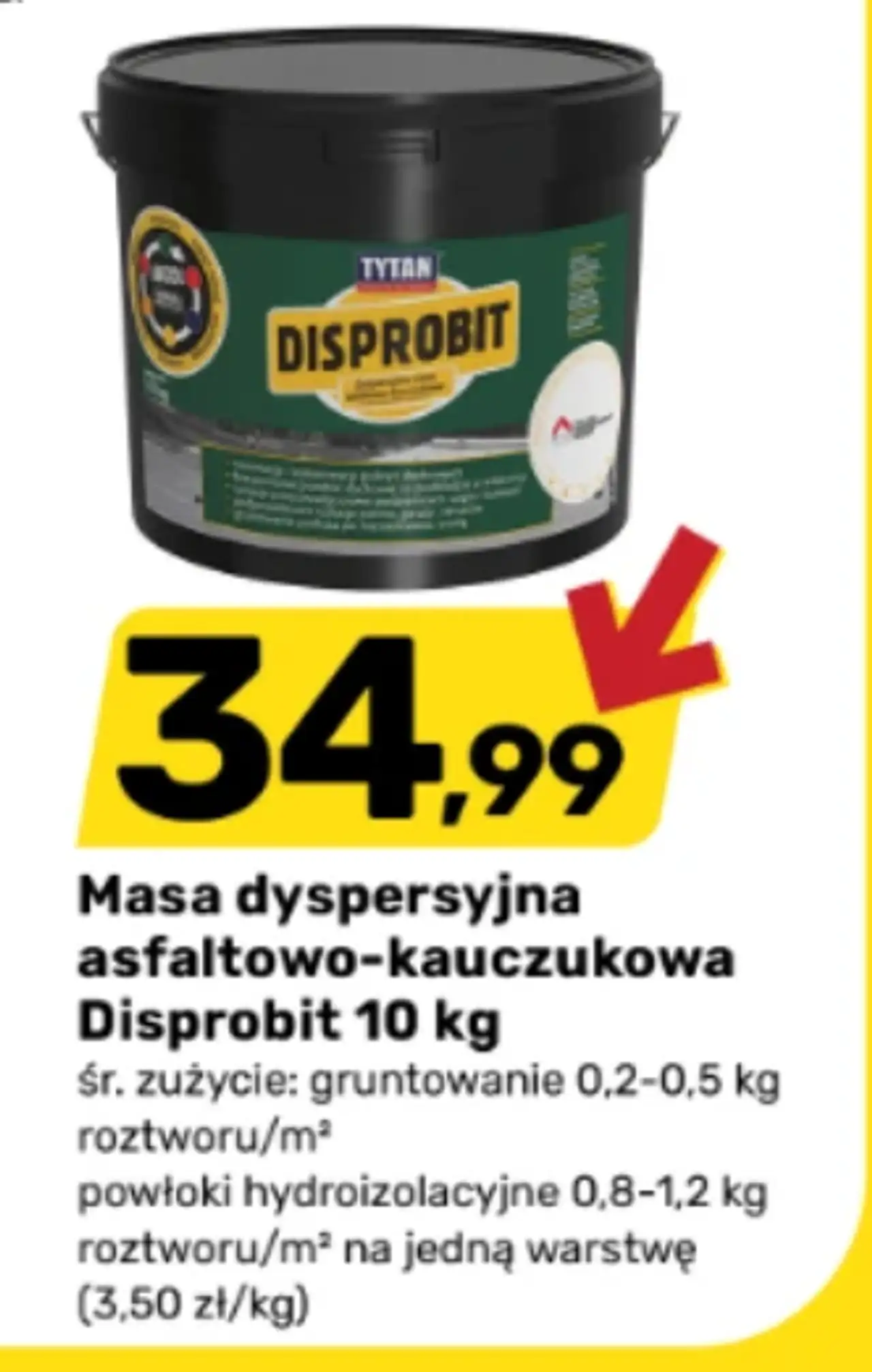 Masa dyspersyjna asfaltowo-kauczukowa Disprobit Tytan 10 kg