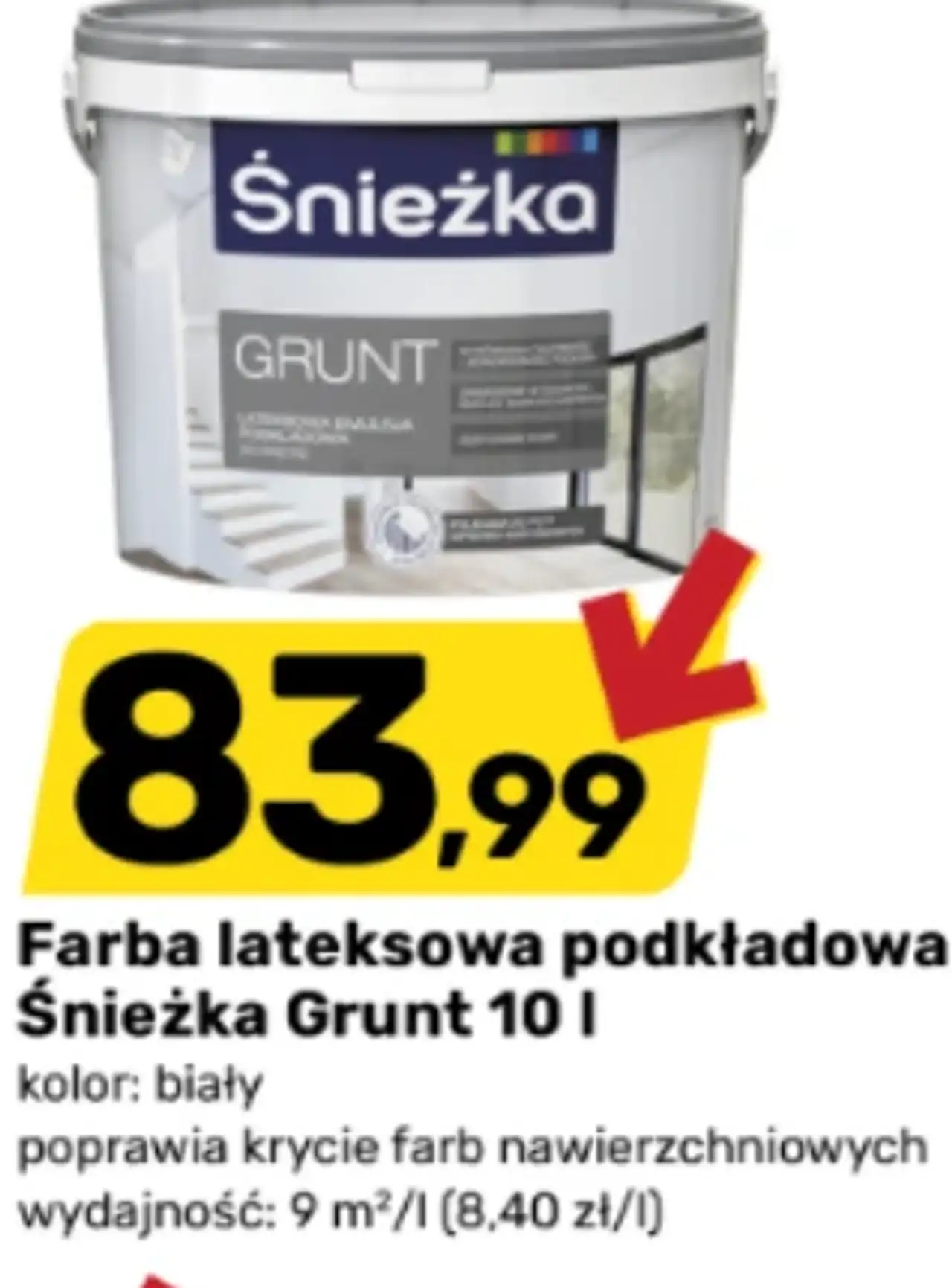 Farba lateksowa podkładowa Śnieżka Grunt 10 l