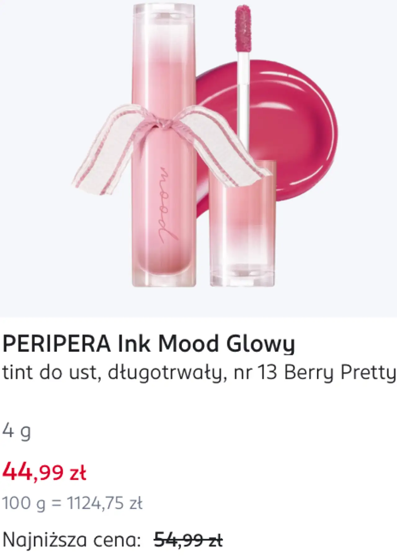 PERIPERA Ink Mood Glowy tint do ust, długotrwały, nr 13 Berry Pretty
